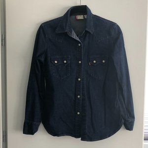 LEVI'S Red Tag Western Style Denim Shirt- Ladies Size Small- Interesting Details